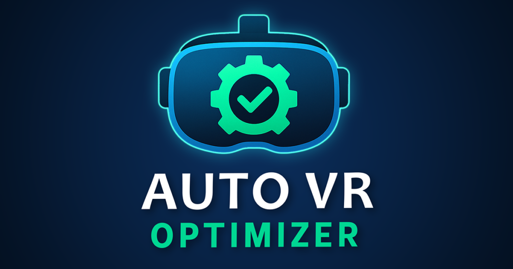 Logo of the Auto VR Optimizer. A Unity took to automaticaly optimize your VR game made by Valem Studio