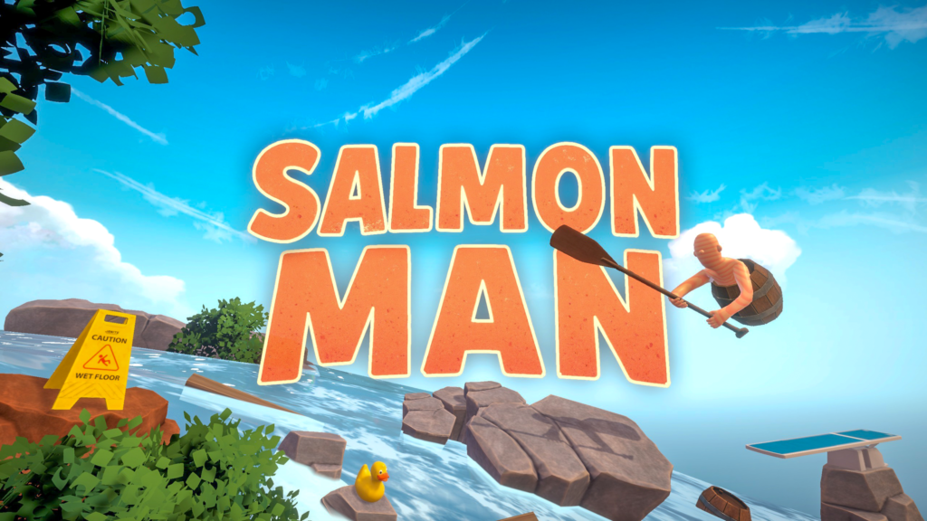 Hero art of the game Salmon man. A VR game made by Valem Studio
